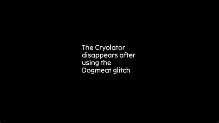 The Cryolator disappears after using the Dogmeat glitch